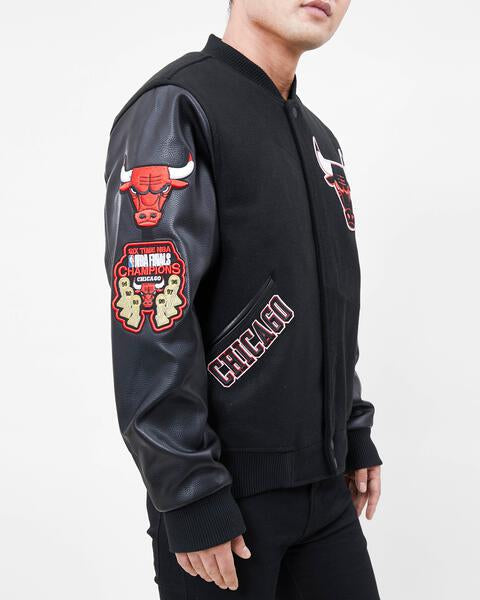 NBA CHICAGO BULLS CLASSIC WOOL MEN'S VARSITY JACKET (BLACK)