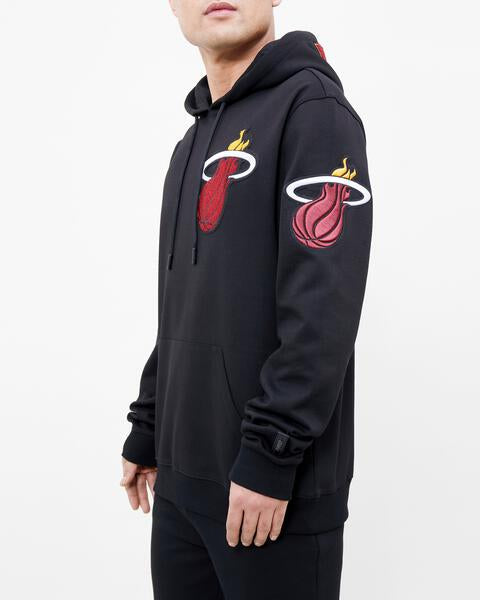 NBA MIAMI HEAT CLASSIC CHENILLE MEN'S PULLOVER HOODIE (BLACK)
