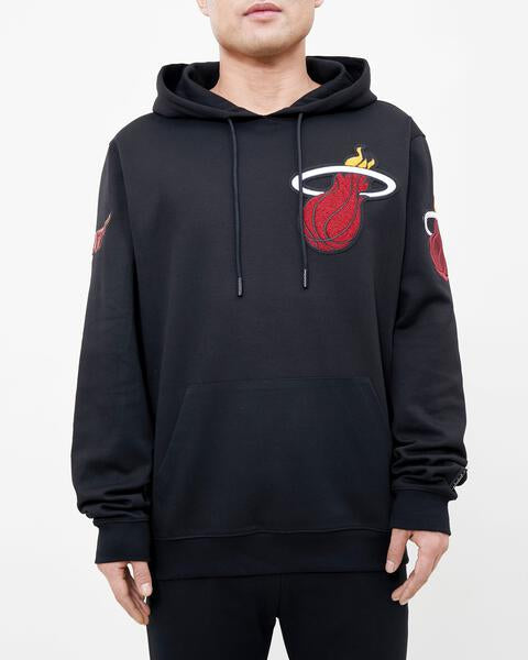 NBA MIAMI HEAT CLASSIC CHENILLE MEN'S PULLOVER HOODIE (BLACK)