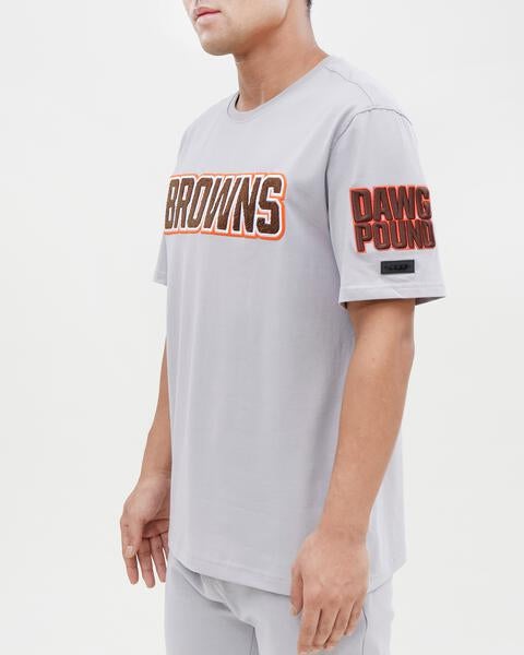 NFL CLEVELAND BROWNS CLASSIC CHENILLE MEN'S TEE (GRAY)