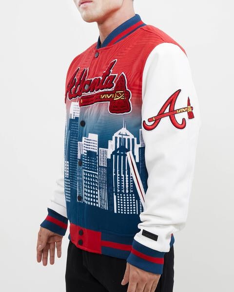 MLB ATLANTA BRAVES REMIX VARSITY MEN'S JACKET (MIDNIGHT NAVY/WHITE)