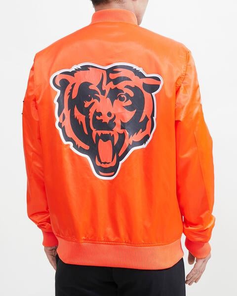 NFL CHICAGO BEARS BLOUSON EN SATIN À GRAND LOGO POUR HOMME (ORANGE)