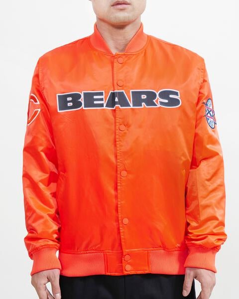 NFL CHICAGO BEARS BLOUSON EN SATIN À GRAND LOGO POUR HOMME (ORANGE)