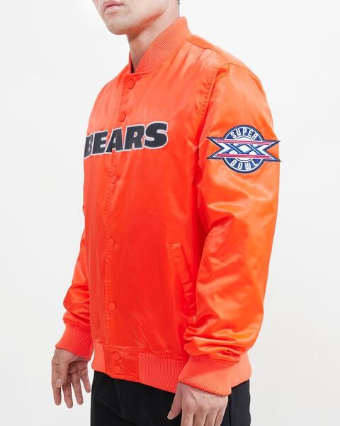 NFL CHICAGO BEARS BLOUSON EN SATIN À GRAND LOGO POUR HOMME (ORANGE)