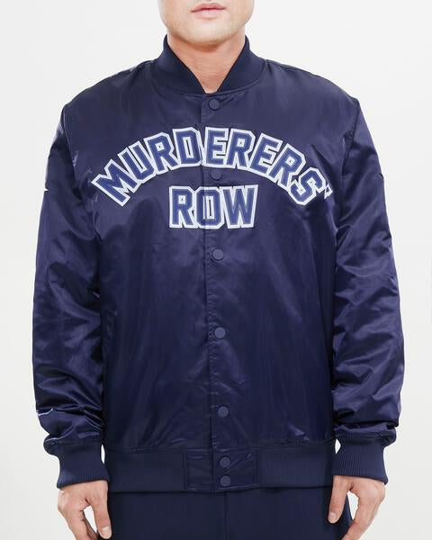 MLB NEW YORK YANKEES VESTE EN SATIN GRAND LOGO MURDERERS ROW POUR HOMME (MARINE MINUIT)