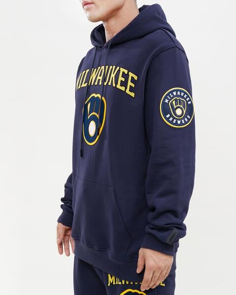 MLB MILWAUKEE BREWERS CLASSIC MEN'S PULLOVER HOODIE (MIDNIGHT NAVY)