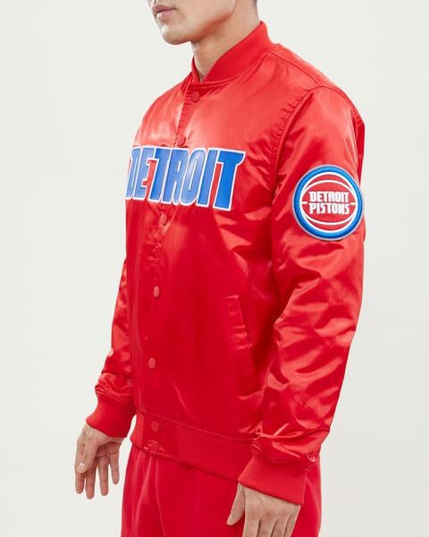 NBA DETROIT PISTONS WORDMARK MEN'S SATIN JACKET (RED)
