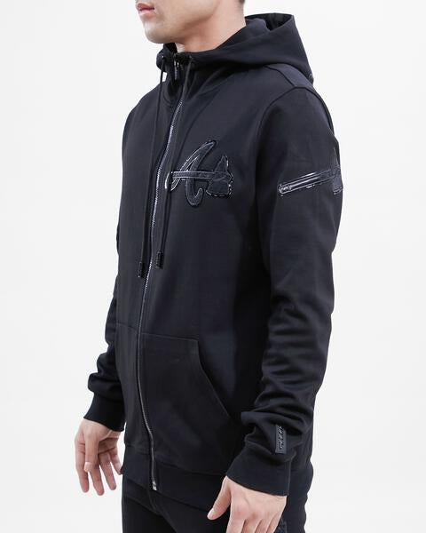 MLB ATLANTA BRAVES TRIPLE BLACK ZIPPER HOODIE  (BLACK)