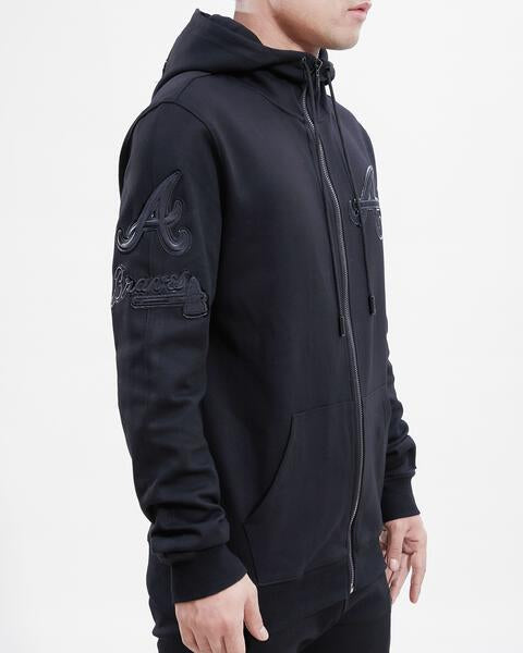 MLB ATLANTA BRAVES TRIPLE BLACK ZIPPER HOODIE  (BLACK)