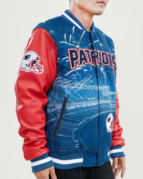 NFL NEW ENGLAND PATRIOTS REMIX VARSITY MEN'S JACKET (MIDNIGHT NAVY)