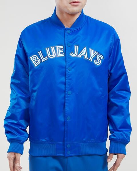 MLB TORONTO BLUE JAYS BIG LOGO MEN'S SATIN JACKET (ROYAL BLUE)