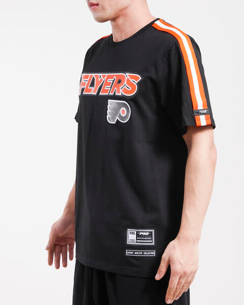 NHL PHILADELPHIA FLYERS CLASSIC MESH STRIPED MEN'S TEE (BLACK/ORANGE)