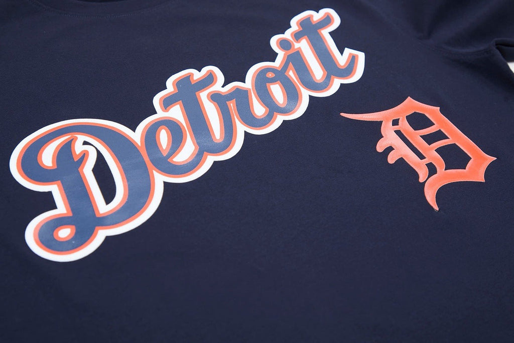 MLB DETROIT TIGERS HAUT PRO TEAM À BANDES ET À LOGO POUR HOMME (MARINE MINUIT/ORANGE)
