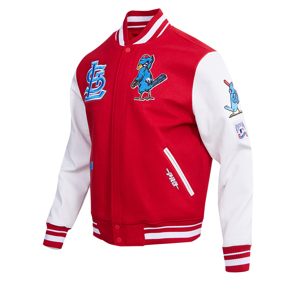 MLB ST. LOUIS CARDINALS RETRO CLASSIC MEN'S RIB WOOL VARSITY JACKET (RED / WHITE)