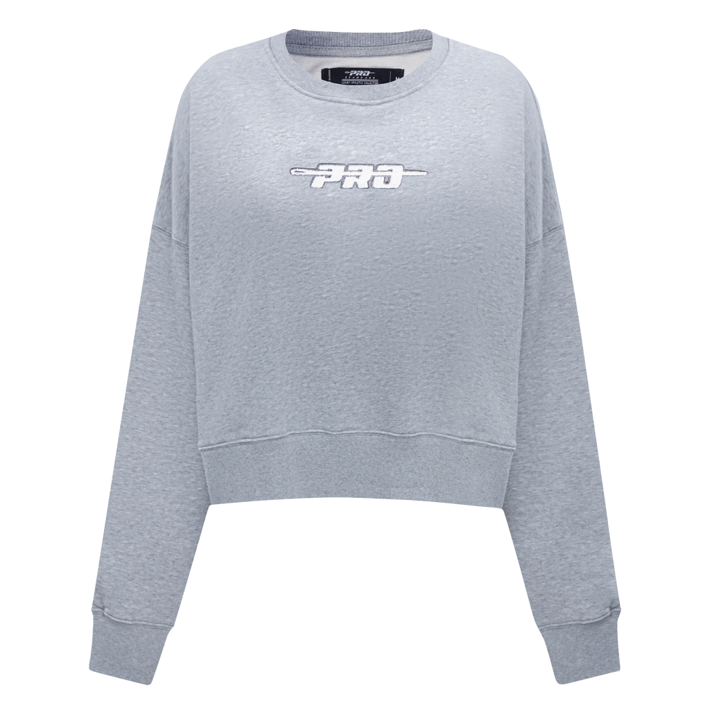 PRO STANDARD CLASSIC CHENILLE CHANDAIL À COL ROND EN MOLLETON À LOGO BLANC POUR FEMME (GRIS CHINÉ FONCÉ)