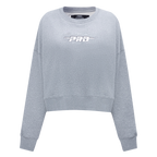 PRO STANDARD CLASSIC CHENILLE CHANDAIL À COL ROND EN MOLLETON À LOGO BLANC POUR FEMME (GRIS CHINÉ FONCÉ)