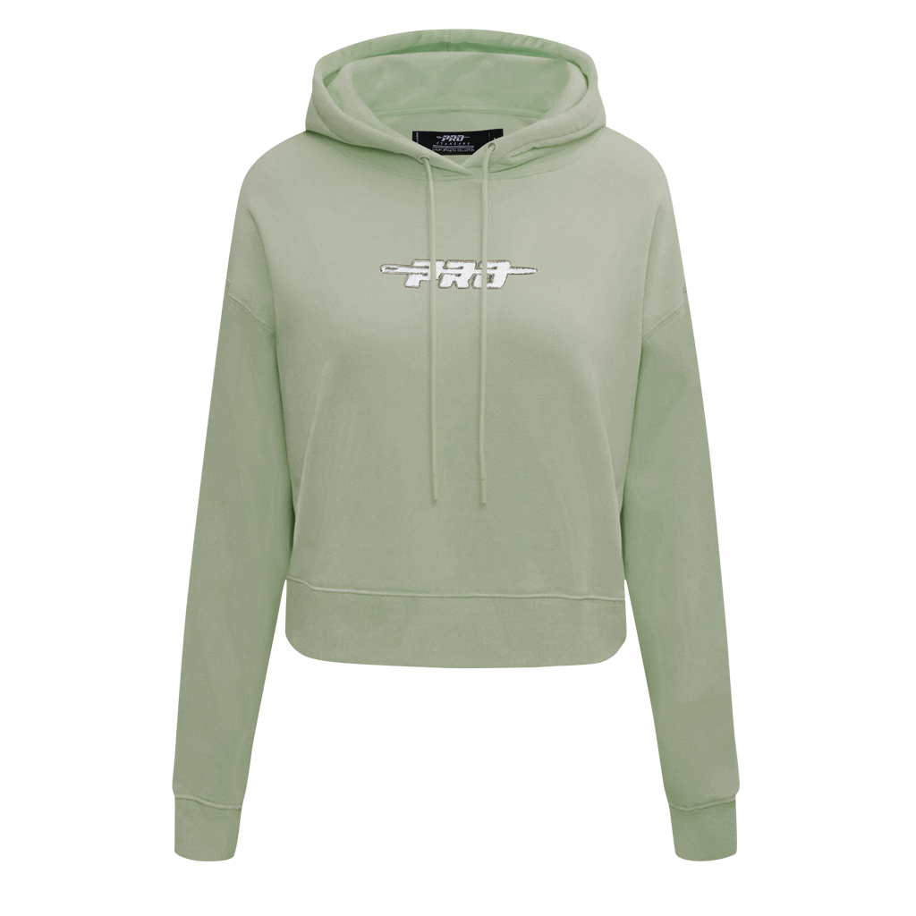 PRO STANDARD CLASSIC CHENILLE WHT LOGO WOMEN'S FLC CROPPED PO HOODIE (MOSS)