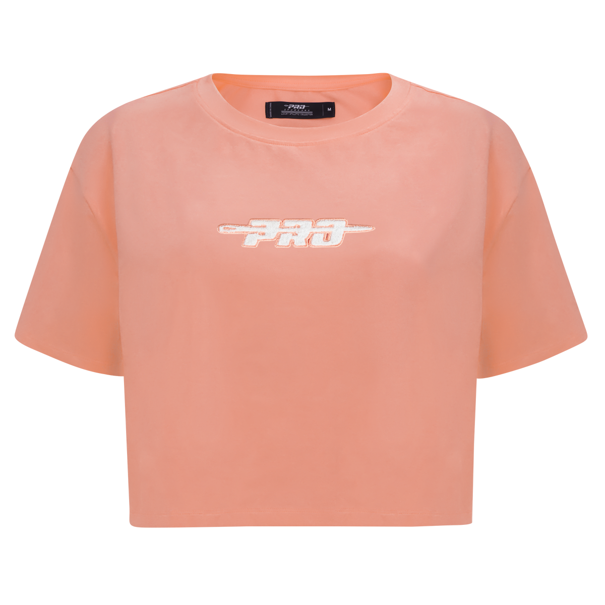 PRO STANDARD CLASSIC CHENILLE T-SHIRT EN JERSEY SIMPLE À COUPE CARRÉE ET À LOGO BLANC POUR FEMME (GOYAVE)