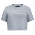 PRO STANDARD CLASSIC CHENILLE T-SHIRT EN JERSEY SIMPLE À COUPE CARRÉE ET À LOGO BLANC POUR FEMME (GRIS CHINÉ FONCÉ)