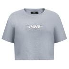 PRO STANDARD CLASSIC CHENILLE T-SHIRT EN JERSEY SIMPLE À COUPE CARRÉE ET À LOGO BLANC POUR FEMME (GRIS CHINÉ FONCÉ)