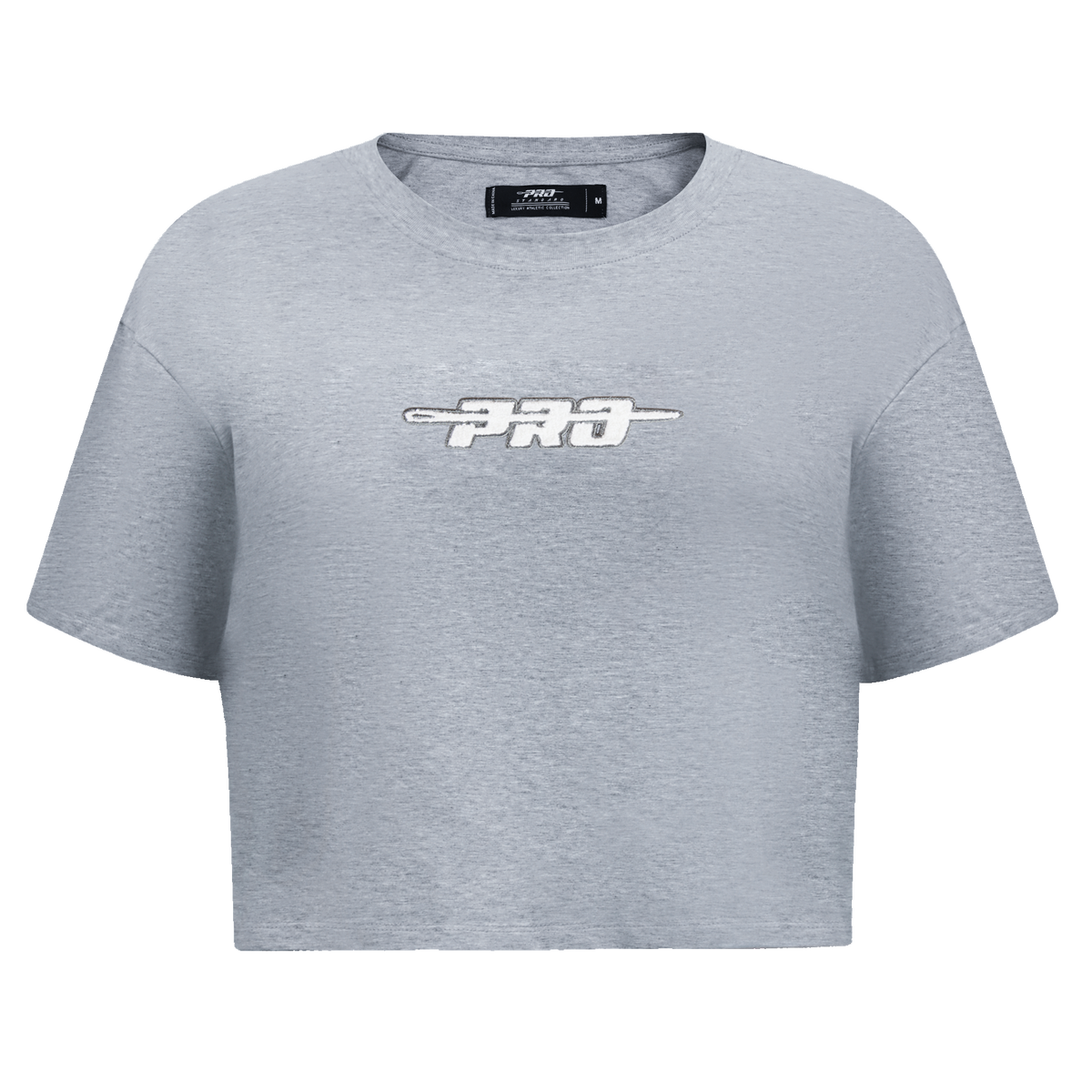 PRO STANDARD CLASSIC CHENILLE T-SHIRT EN JERSEY SIMPLE À COUPE CARRÉE ET À LOGO BLANC POUR FEMME (GRIS CHINÉ FONCÉ)
