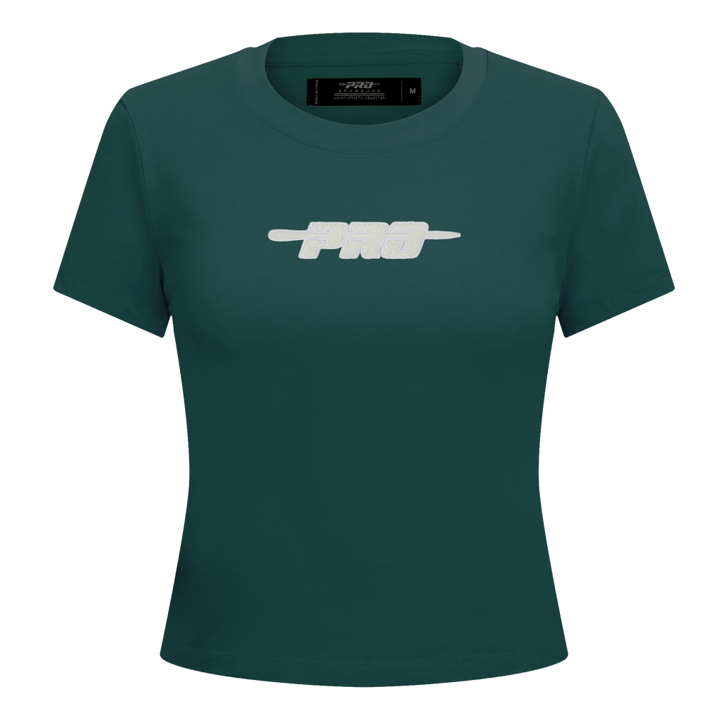 PRO STANDARD CLASSIC CHENILLE T-SHIRT BABY DOLL À LOGO BLANC POUR FEMME (VERT FORÊT)