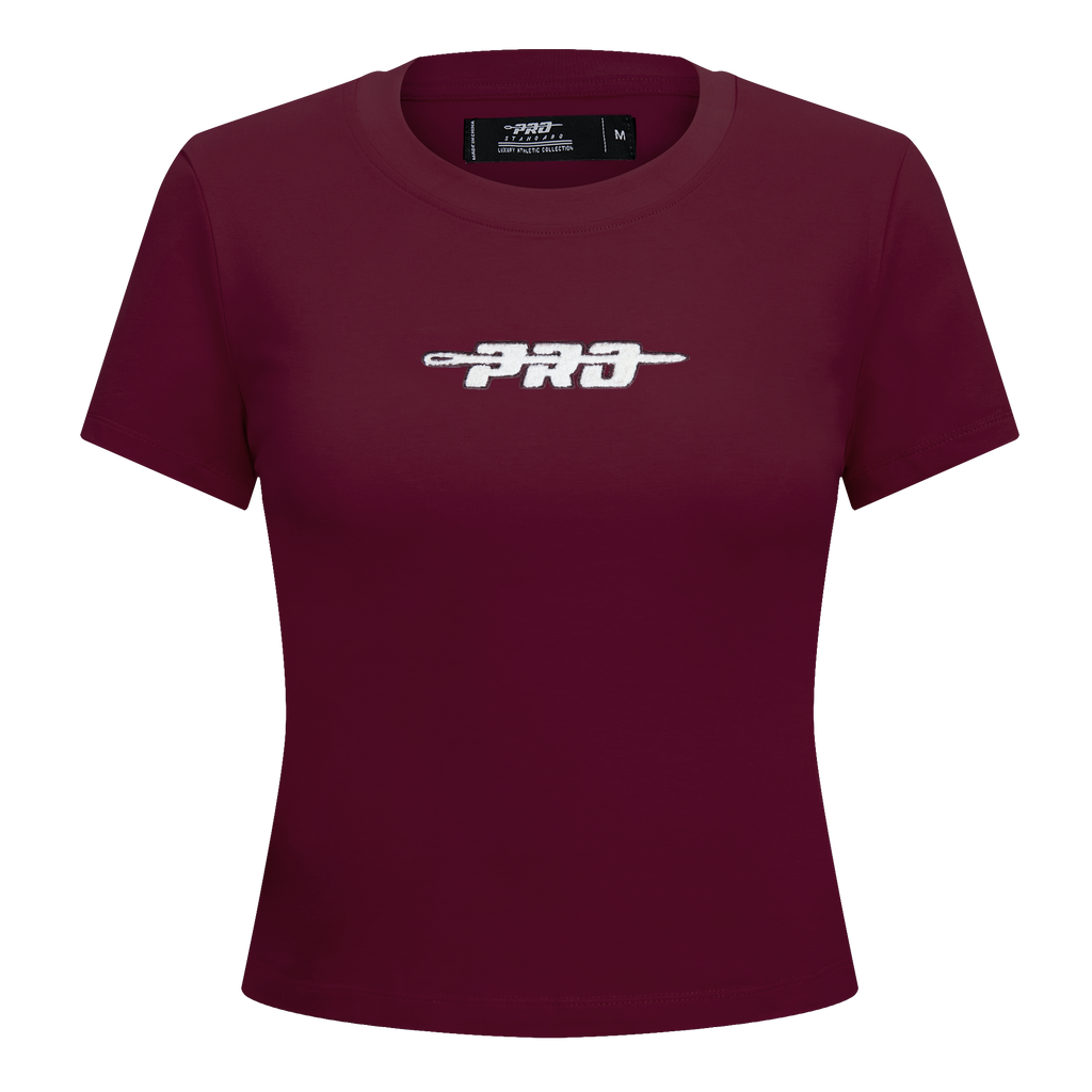 PRO STANDARD CLASSIC CHENILLE T-SHIRT BABY DOLL À LOGO BLANC POUR FEMME (LIE-DE-VIN)