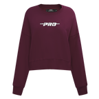 PRO STANDARD CLASSIC CHENILLE CHANDAIL À COL ROND EN MOLLETON À LOGO BLANC POUR FEMME (LIE-DE-VIN)