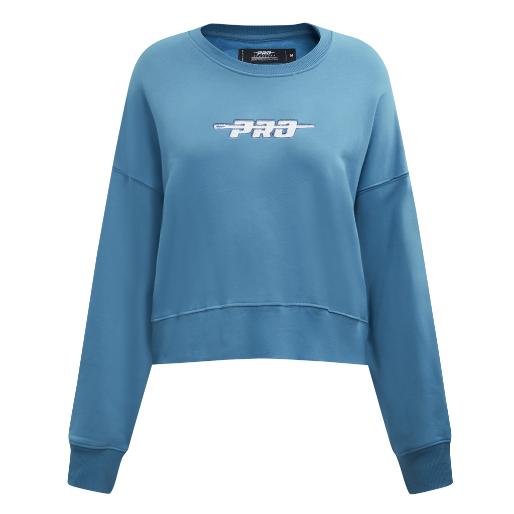 PRO STANDARD CLASSIC CHENILLE WHT LOGO WOMEN'S FLC CREWNECK (STEEL BLUE)