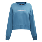 PRO STANDARD CLASSIC CHENILLE WHT LOGO WOMEN'S FLC CREWNECK (STEEL BLUE)