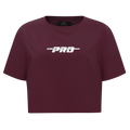 PRO STANDARD CLASSIC CHENILLE T-SHIRT EN JERSEY SIMPLE À COUPE CARRÉE ET À LOGO BLANC POUR FEMME (LIE-DE-VIN)