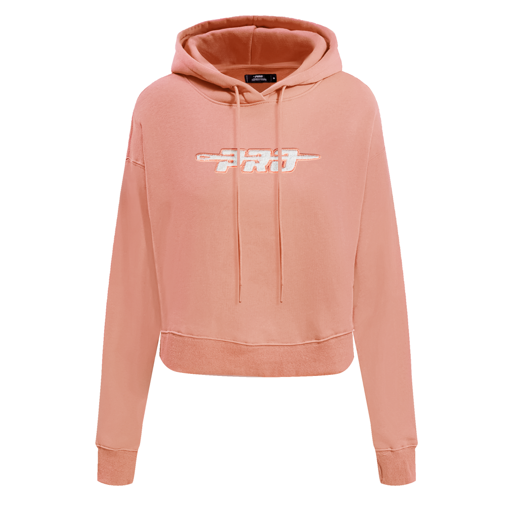 PRO STANDARD CLASSIC CHENILLE WHT LOGO WOMEN'S FLC CROPPED PO HOODIE (GUAVA)