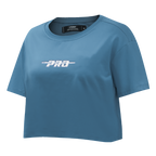 PRO STANDARD CLASSIC CHENILLE WHT LOGO WOMEN'S SJ BOXY TEE (STEEL BLUE)