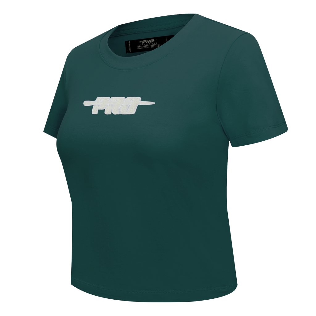 PRO STANDARD CLASSIC CHENILLE T-SHIRT BABY DOLL À LOGO BLANC POUR FEMME (VERT FORÊT)