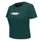 PRO STANDARD CLASSIC CHENILLE T-SHIRT BABY DOLL À LOGO BLANC POUR FEMME (VERT FORÊT)