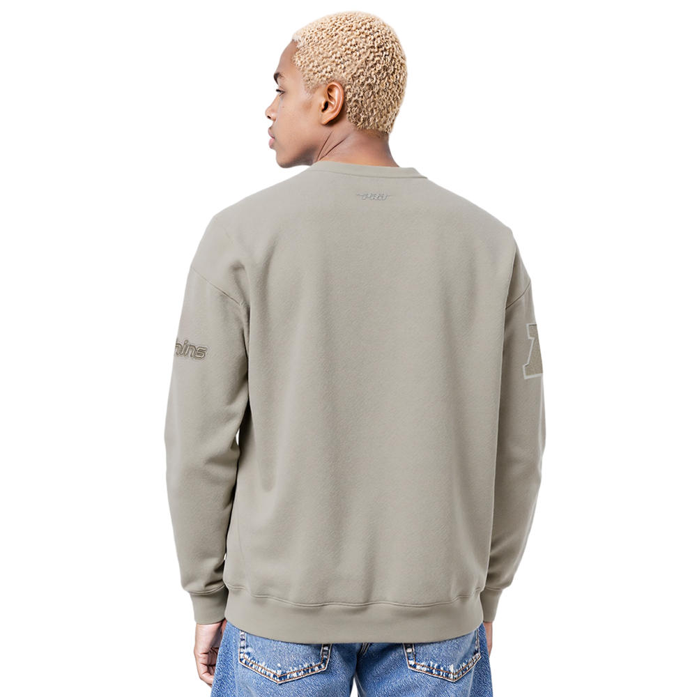 NFL MIAMI DOLPHINS NEUTRAL MEN'S DROP SHOULDER FLC CREWNECK (TAUPE)