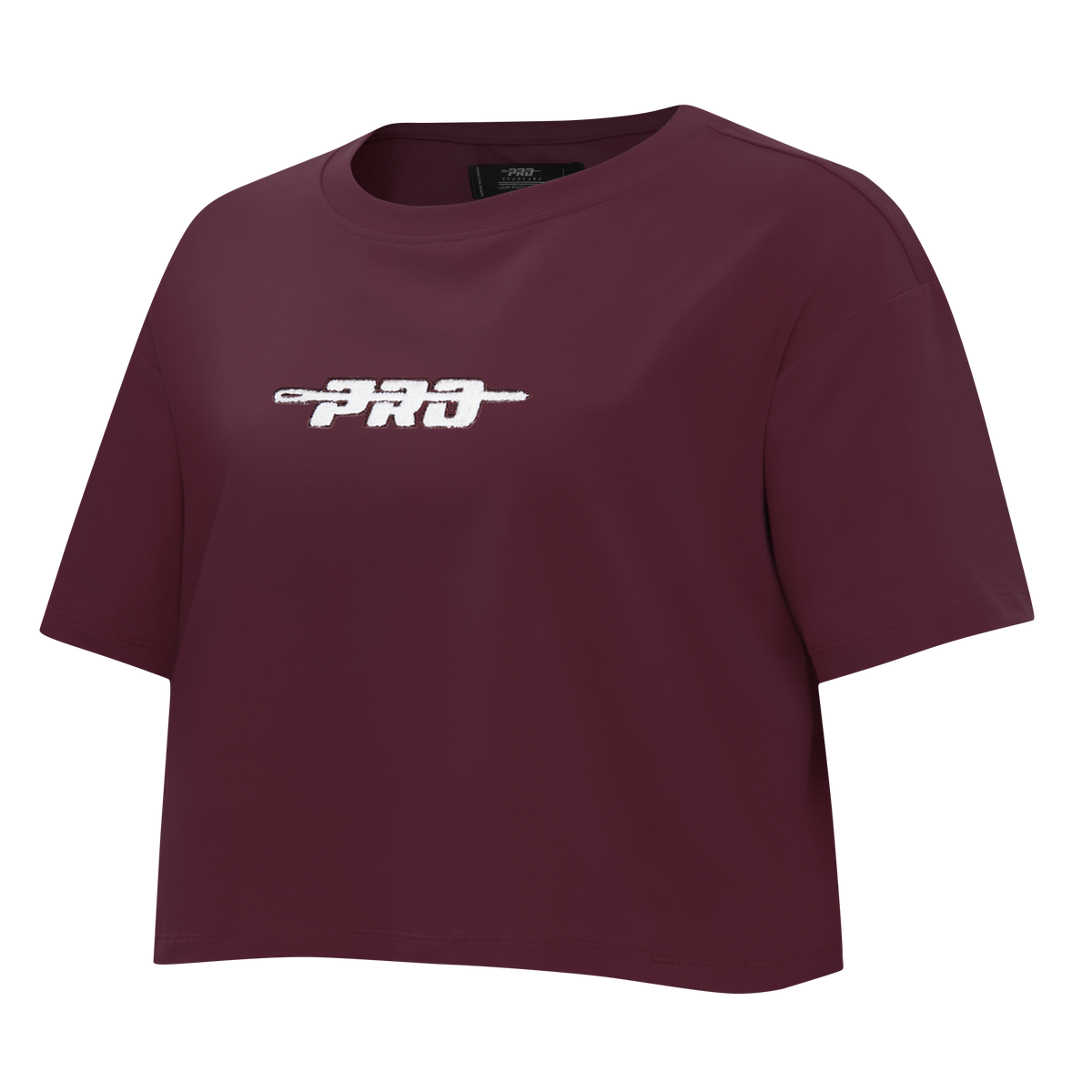 PRO STANDARD CLASSIC CHENILLE T-SHIRT EN JERSEY SIMPLE À COUPE CARRÉE ET À LOGO BLANC POUR FEMME (LIE-DE-VIN)