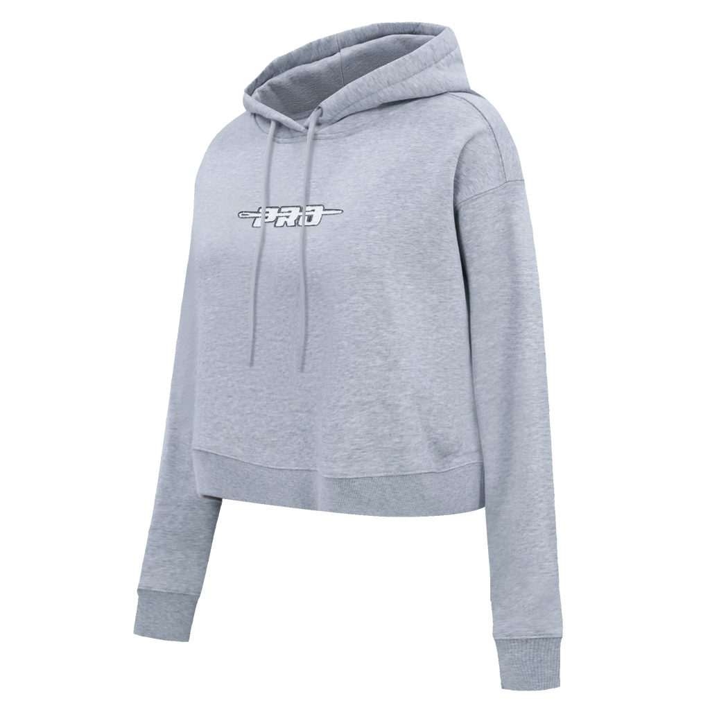 PRO STANDARD CLASSIC CHENILLE CHANDAIL À CAPUCHON COURT EN MOLLETON À LOGO BLANC POUR FEMME (GRIS CHINÉ FONCÉ)