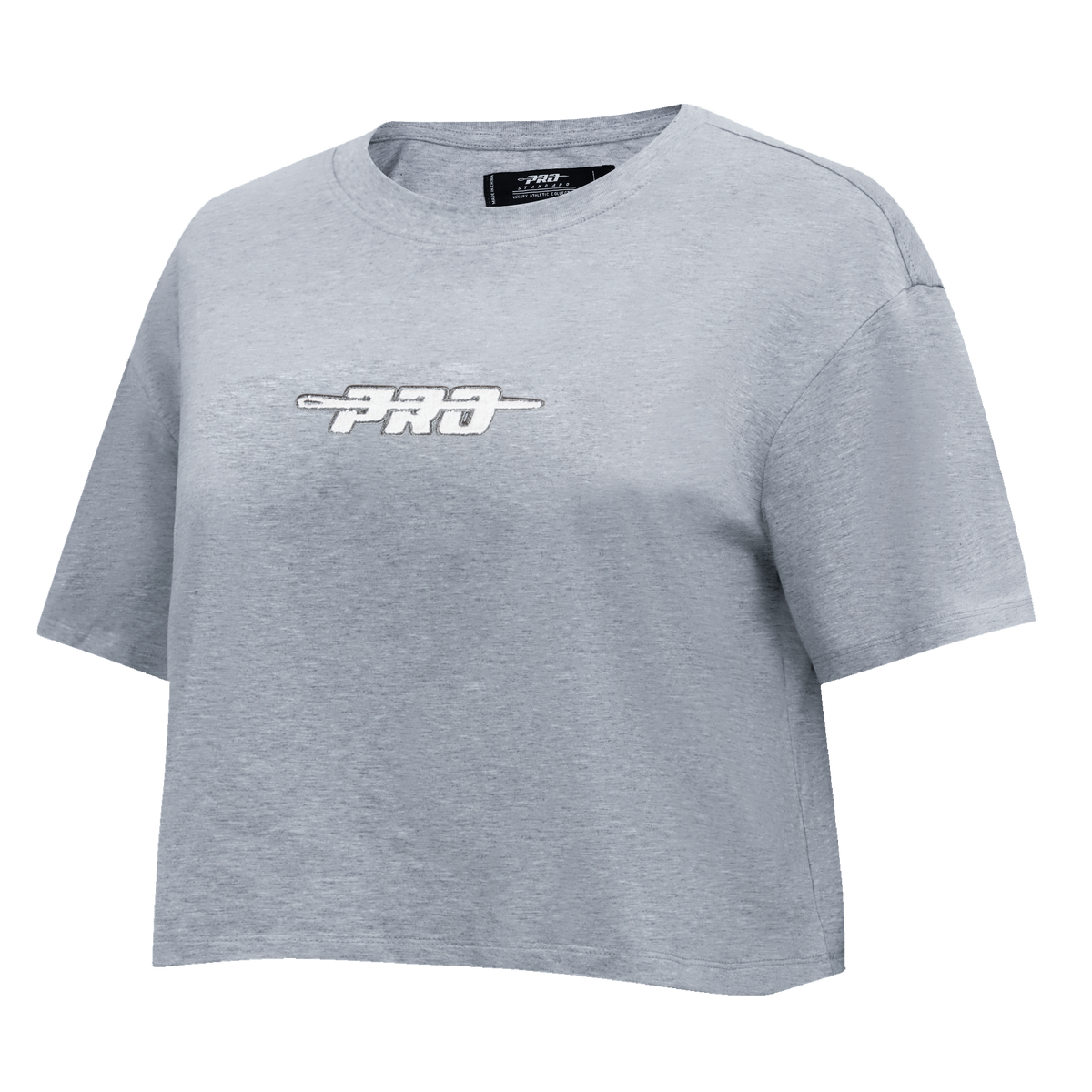 PRO STANDARD CLASSIC CHENILLE T-SHIRT EN JERSEY SIMPLE À COUPE CARRÉE ET À LOGO BLANC POUR FEMME (GRIS CHINÉ FONCÉ)
