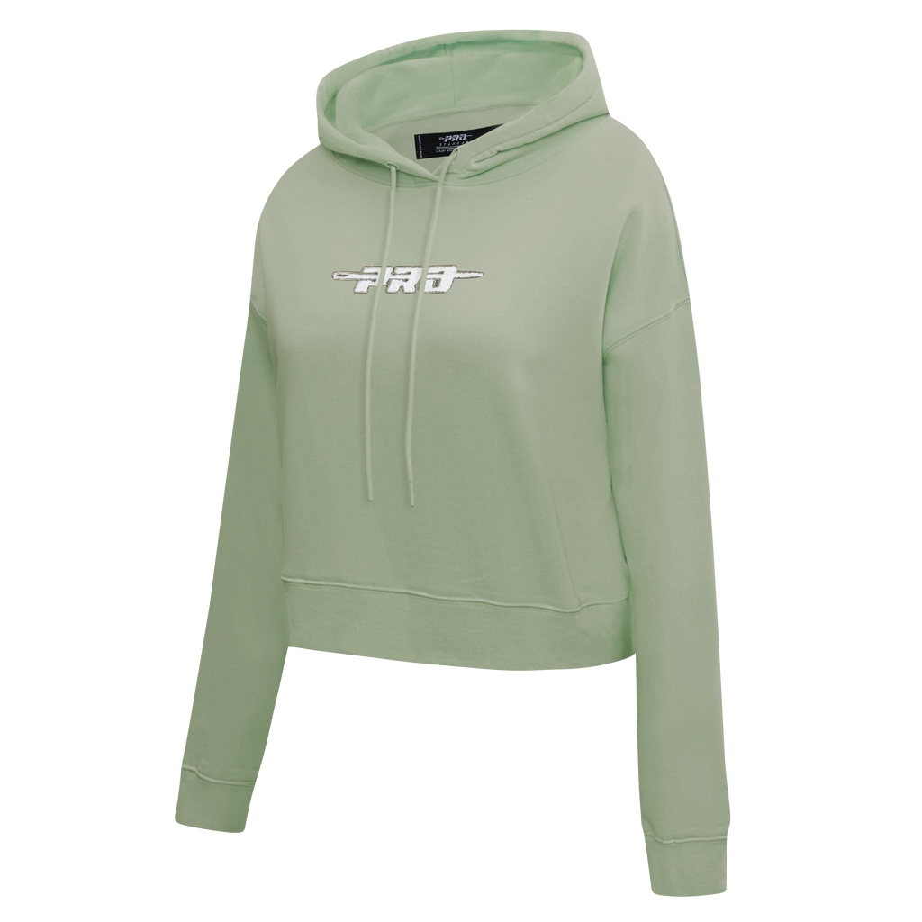 PRO STANDARD CLASSIC CHENILLE WHT LOGO WOMEN'S FLC CROPPED PO HOODIE (MOSS)