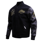 NBA LOS ANGELES LAKERS BLACK & GOLD MEN'S WOOL VARSITY JACKET (JET BLACK)