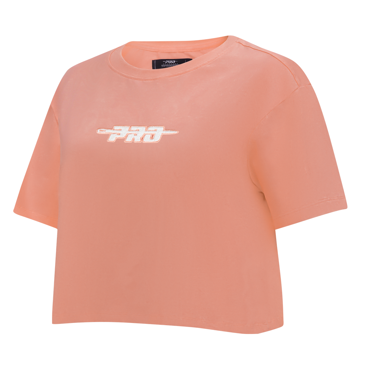 PRO STANDARD CLASSIC CHENILLE T-SHIRT EN JERSEY SIMPLE À COUPE CARRÉE ET À LOGO BLANC POUR FEMME (GOYAVE)