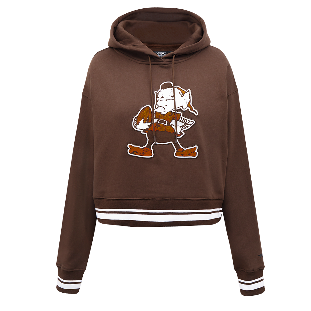 NFL CLEVELAND BROWNS RETRO CLASSIC CHANDAIL À CAPUCHON COURT POUR FEMME (BRUN)