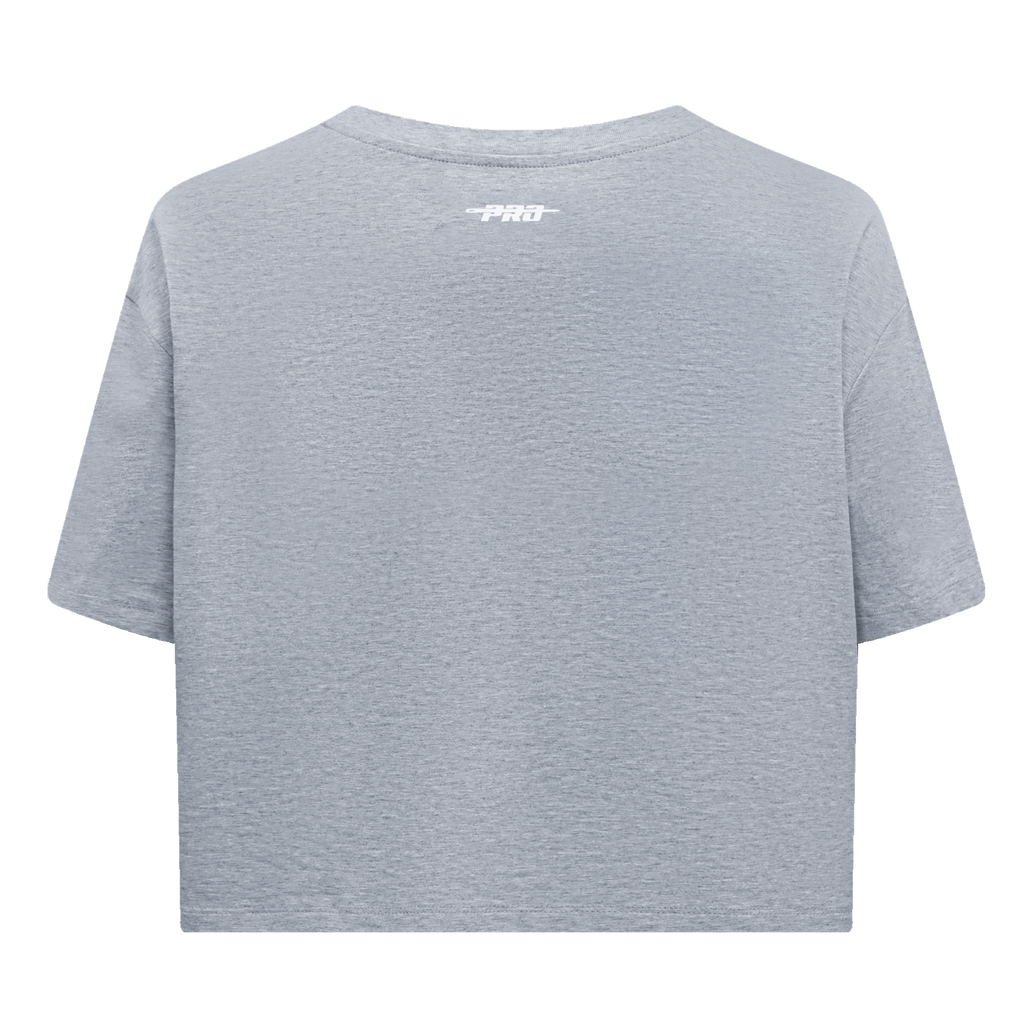 PRO STANDARD CLASSIC CHENILLE T-SHIRT EN JERSEY SIMPLE À COUPE CARRÉE ET À LOGO BLANC POUR FEMME (GRIS CHINÉ FONCÉ)