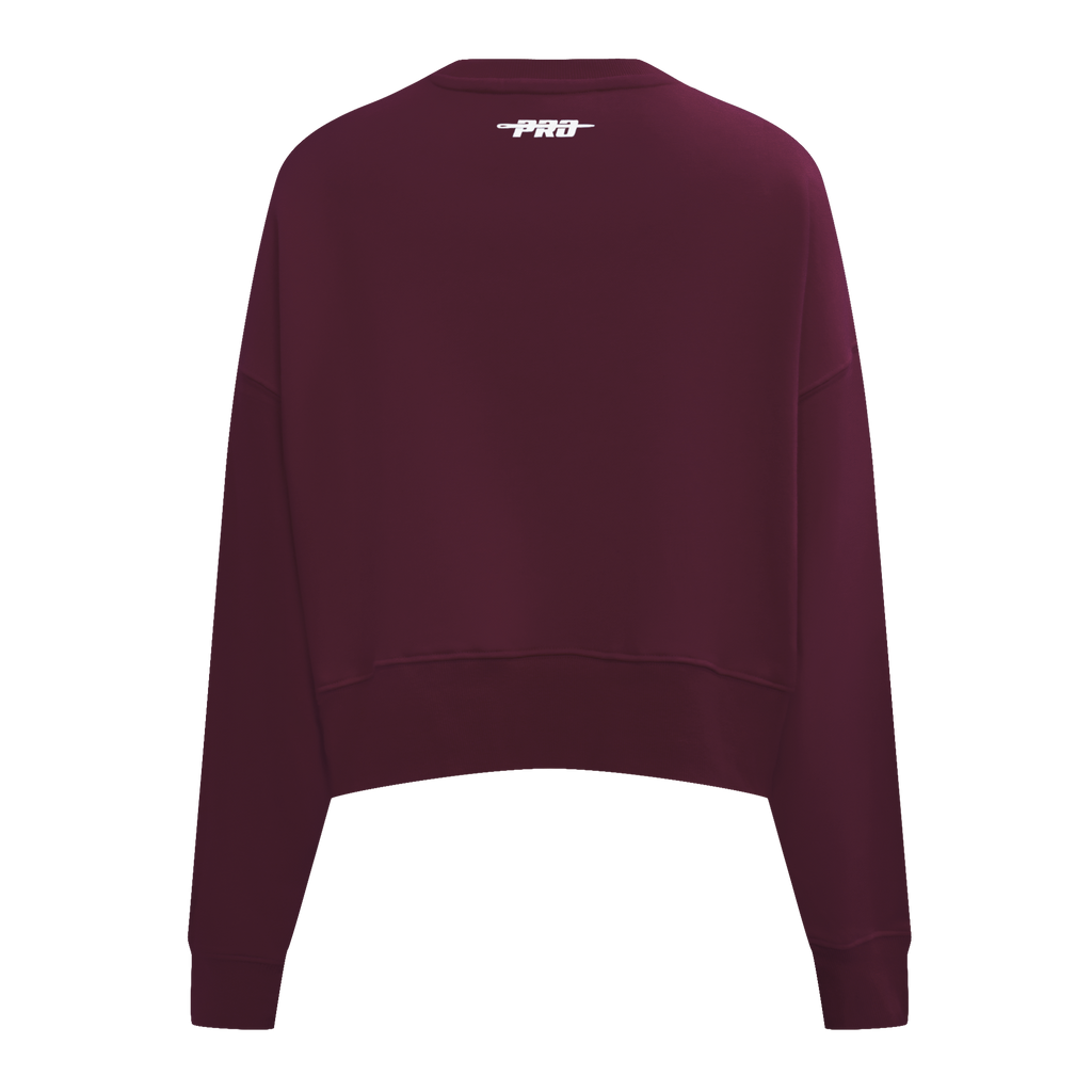 PRO STANDARD CLASSIC CHENILLE CHANDAIL À COL ROND EN MOLLETON À LOGO BLANC POUR FEMME (LIE-DE-VIN)