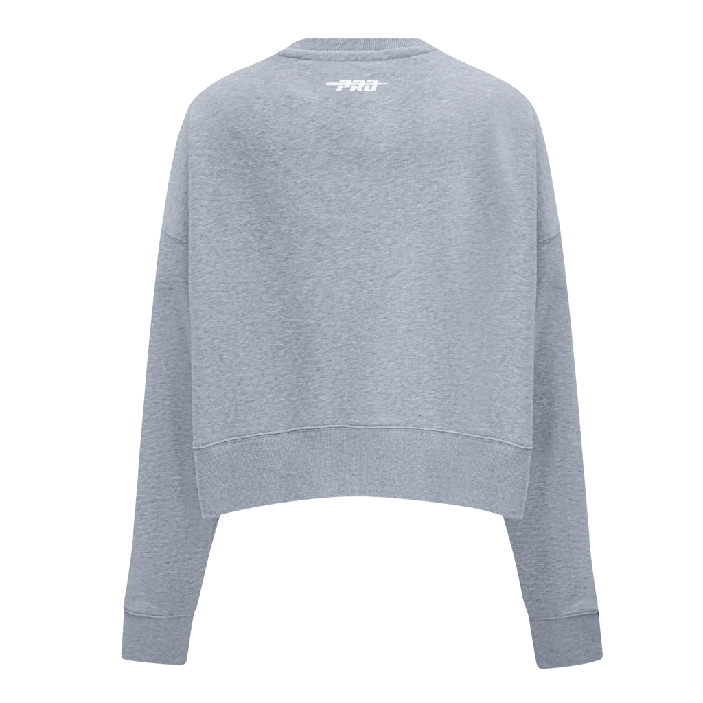 PRO STANDARD CLASSIC CHENILLE CHANDAIL À COL ROND EN MOLLETON À LOGO BLANC POUR FEMME (GRIS CHINÉ FONCÉ)