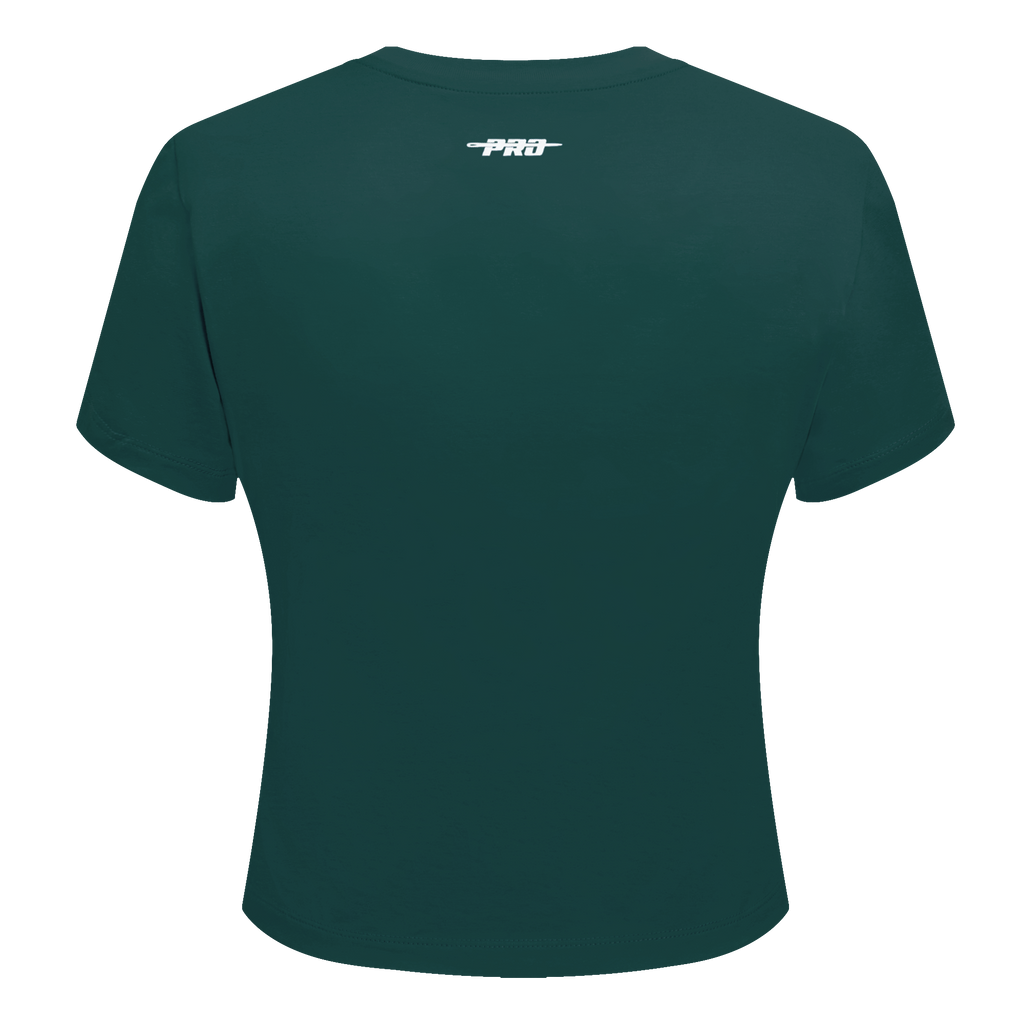 PRO STANDARD CLASSIC CHENILLE T-SHIRT BABY DOLL À LOGO BLANC POUR FEMME (VERT FORÊT)