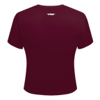 PRO STANDARD CLASSIC CHENILLE T-SHIRT BABY DOLL À LOGO BLANC POUR FEMME (LIE-DE-VIN)
