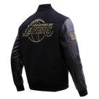 NBA LOS ANGELES LAKERS BLACK & GOLD MEN'S WOOL VARSITY JACKET (JET BLACK)