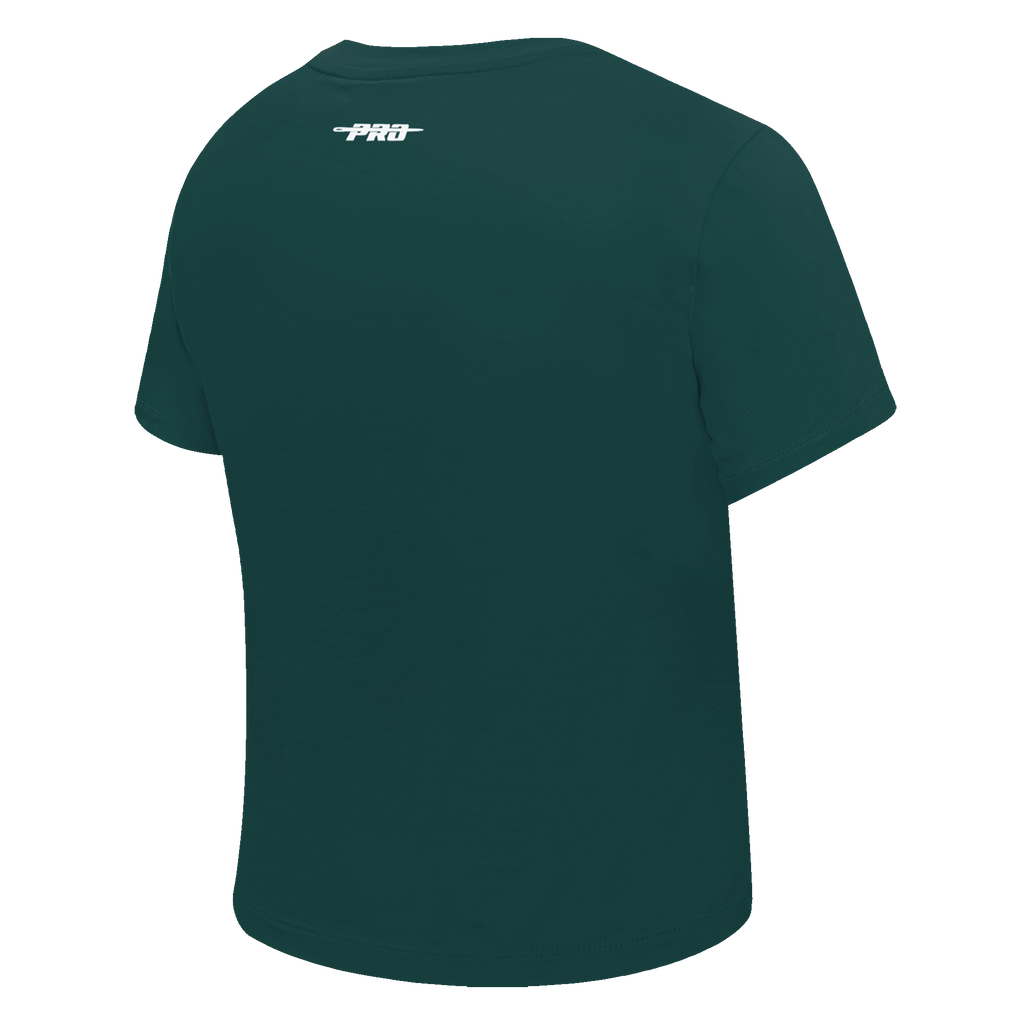 PRO STANDARD CLASSIC CHENILLE T-SHIRT BABY DOLL À LOGO BLANC POUR FEMME (VERT FORÊT)